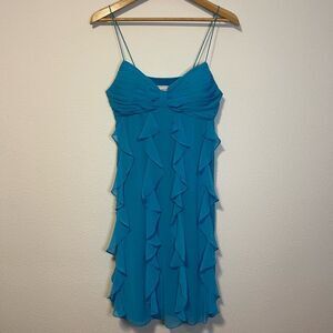 Vintage Y2K Eliza J Blue Ruffle Spaghetti Strap Dress Size 10